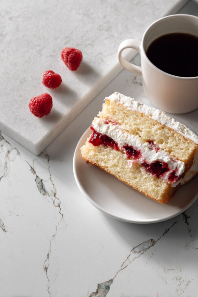 ames martin victoria sponge cake with raspberries